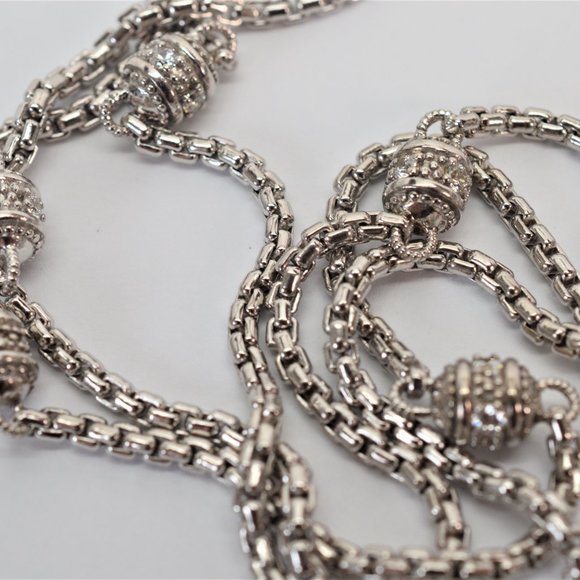Judith Ripka Triple Strand Station Necklace w CZ Elements - Picture 5 of 6